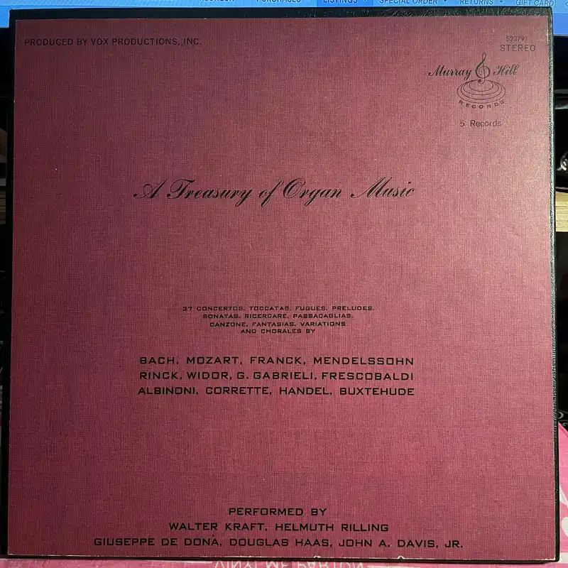 A Treasury Of Organ Music *5XLP BOX* | Near Mint (NM) Excellent (EX) Brand New