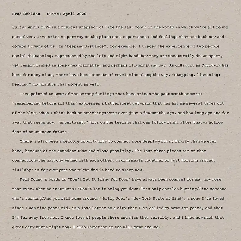 Warranty Included Mehldau, Brad/Suite: April 2020 [LP]
