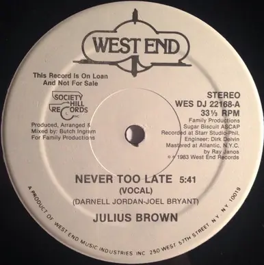 Latest *USED* Never Too Late - Brown, Julius (#432173049812)