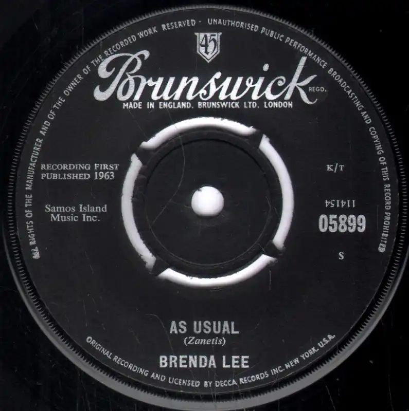 Free Shipping Brenda Lee - As Usual - 7 Inch