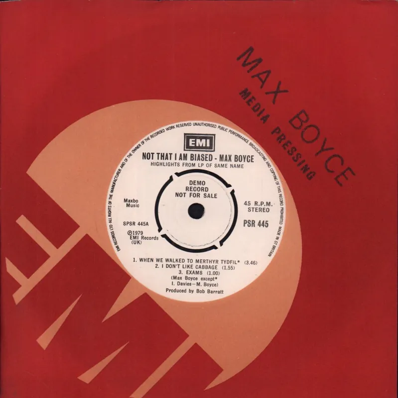While Supplies Last Max Boyce - Not That I Am Biased - 7 Inch