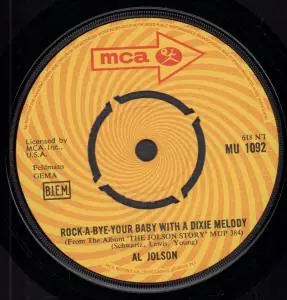 Al Jolson - Rock-A-Bye-Your Baby With A Dixie Melody - 7 Inch Price Cut