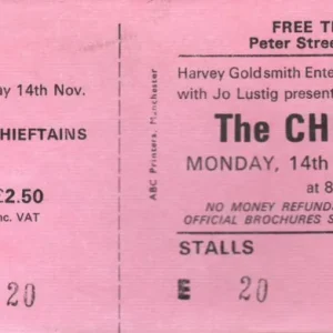 Bargain Chieftains - Free Trade Hall Manchester 14Th Nov 1977 - Ticket