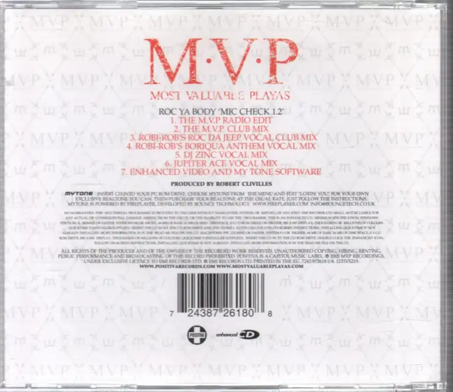 M.V.P. - Roc Ya Body ‘Mic Check 1,2’ - Cd Handmade