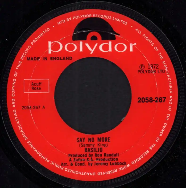 Sale Basilio - Say No More - 7 Inch