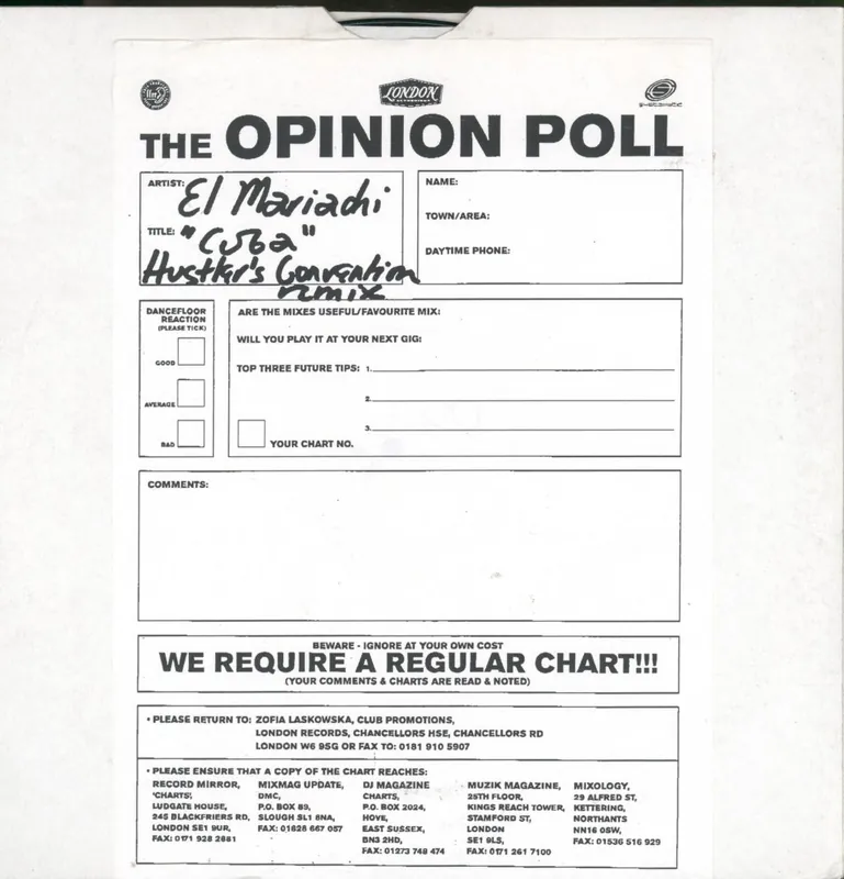 High Quality El Mariachi - Cuba (Hustlers Convention Remixes) - 12 Inch
