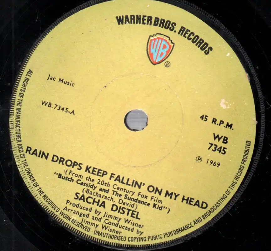 Sacha Distel - Raindrops Keep Fallin' On My Head - 7 Inch New Release